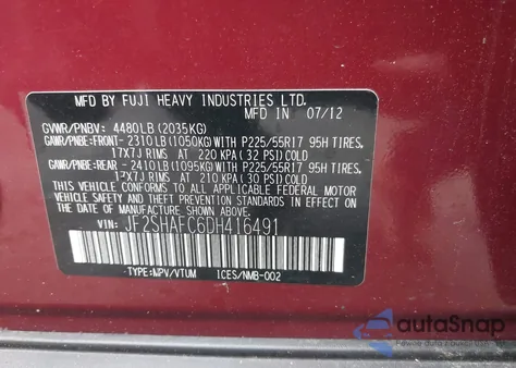 2013 Subaru Forester 2.5X Limited z USA, uszkodzony, nr VIN JF2SHAFC6DH416491